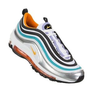 NIKE AIR MAX 97 DTN BG METALLIC SILVER-ORANGE NEW IN BOX